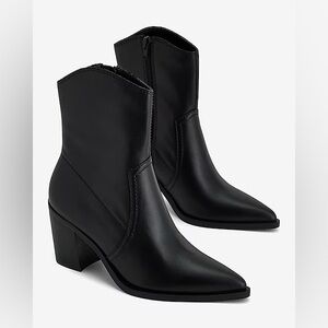 NWOT Express Genuine Leather Pointed Toe Western Booties